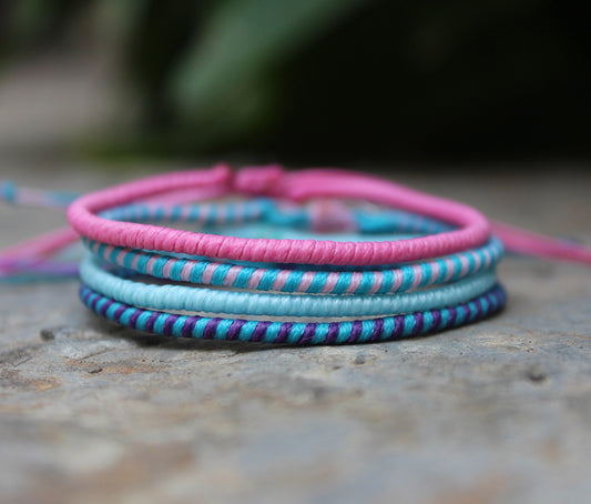 Loop 4 Thin Bracelet Set 002 / Pinkshade