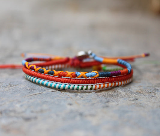 Loop 3 Thin Bracelet Set / Naranja