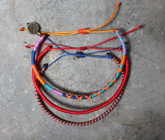 Loop 3 Thin Bracelet Set / Rosso