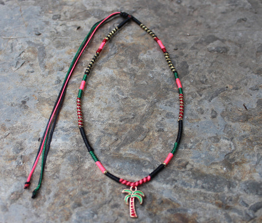 Red Palm Adjustable Necklace